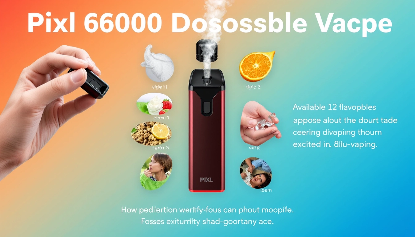 Pixl 6000 disposable vape device showcasing 12 flavors and features, highlighting its unique design and rechargeable capability